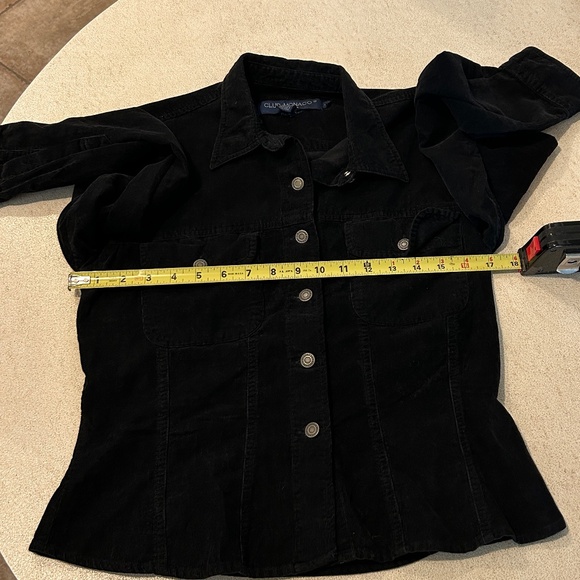 Club Monaco Denim Black Shirt Soft Fine Corduroy Size Medium Snaps Vintage - Picture 5 of 10